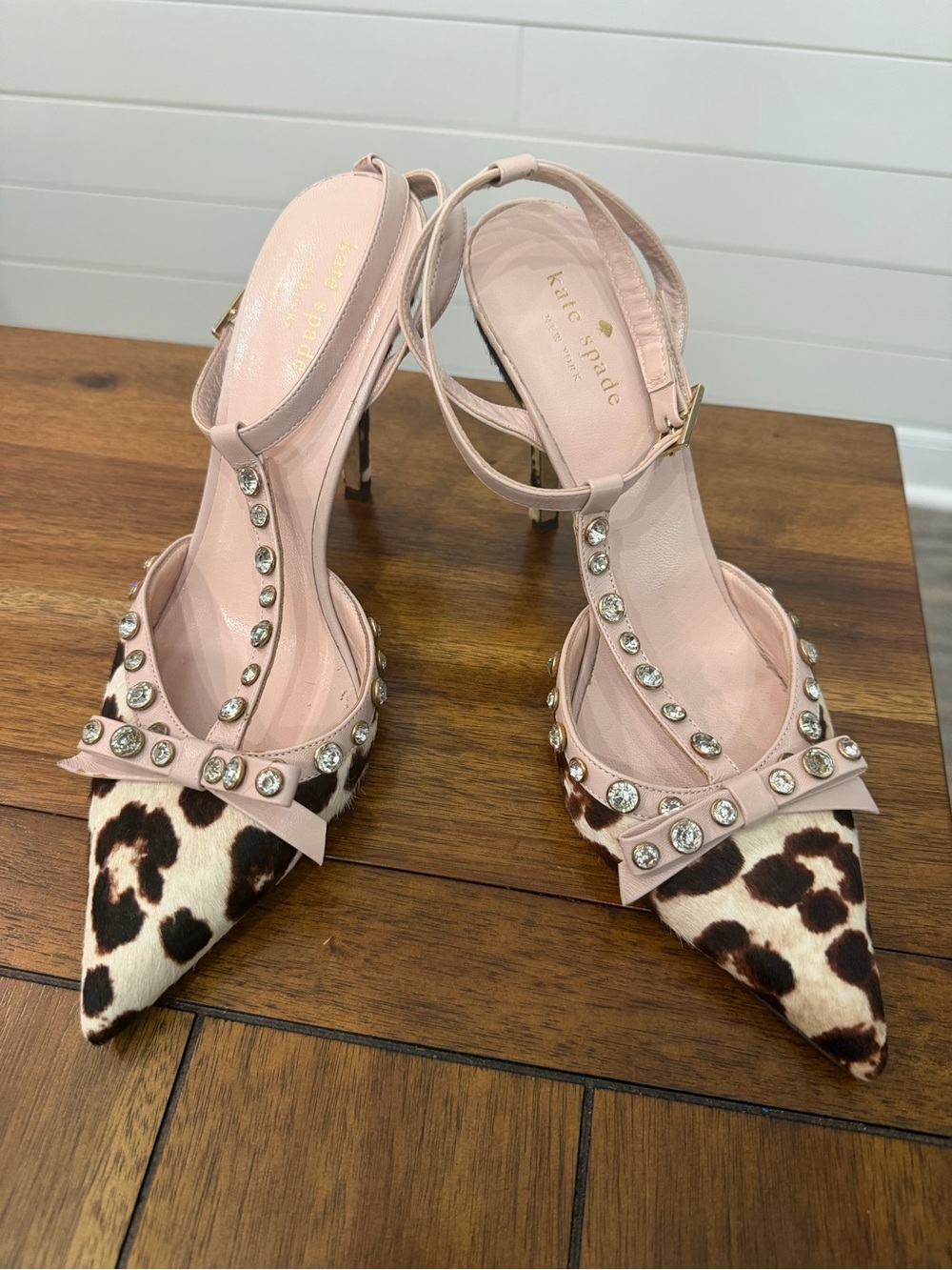 Kate Spade Strap Leopard Print Pointed Toe Heel in Blush - Picture 2 of 6